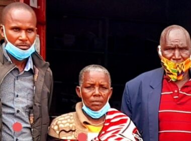 From the right, Mr. Kimincha Ole Sunyai, in the middle his second wife Mrs. Kinangare Ene Sunyai and on the left their adopted son and Mr. Kimincha’s nephew, Alex Letina.