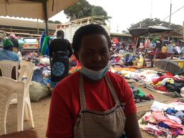 Mrs. Jacinta Mbulu at the Kalulu Market in Kitui County.