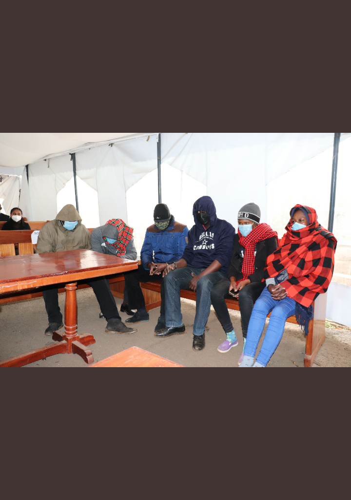 The six suspects at the Milimani Law Courts. Photo Credits: DPP Twitter Page