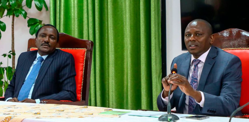 Wiper Party leader Kalonzo Musyoka (left) and National Assembly Majority Leader Kimani Ichung’wah